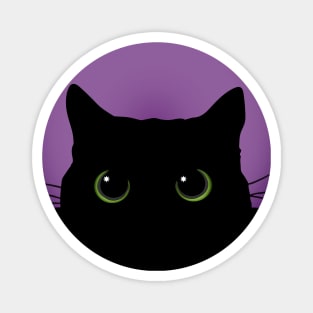 Peek-a-Boo Black Cat (Purple) Magnet